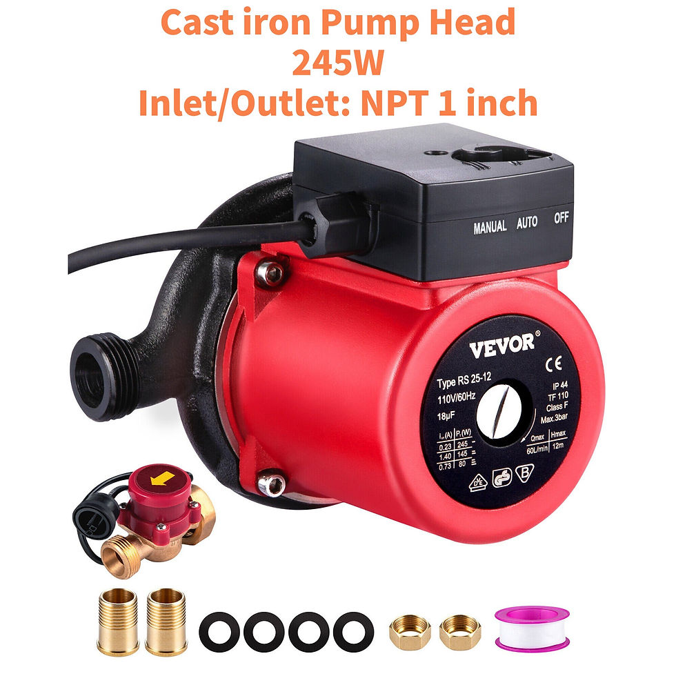 Thumbnail: VEVOR Hot Water Circulation Pump Water Pressure Booster Recirculating