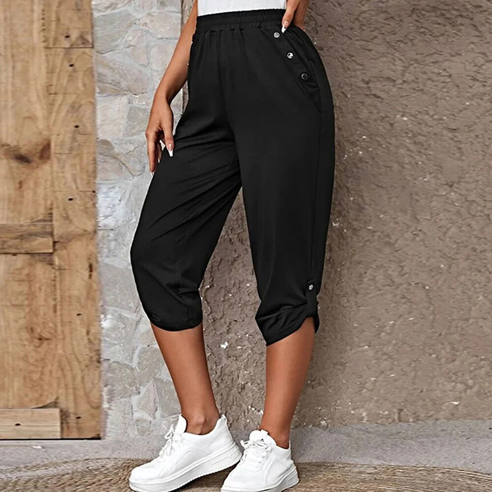 Thumbnail: Plus Size Oversized Womens Capri Chino Yoga Crop Joggers Trousers Casual Joggin