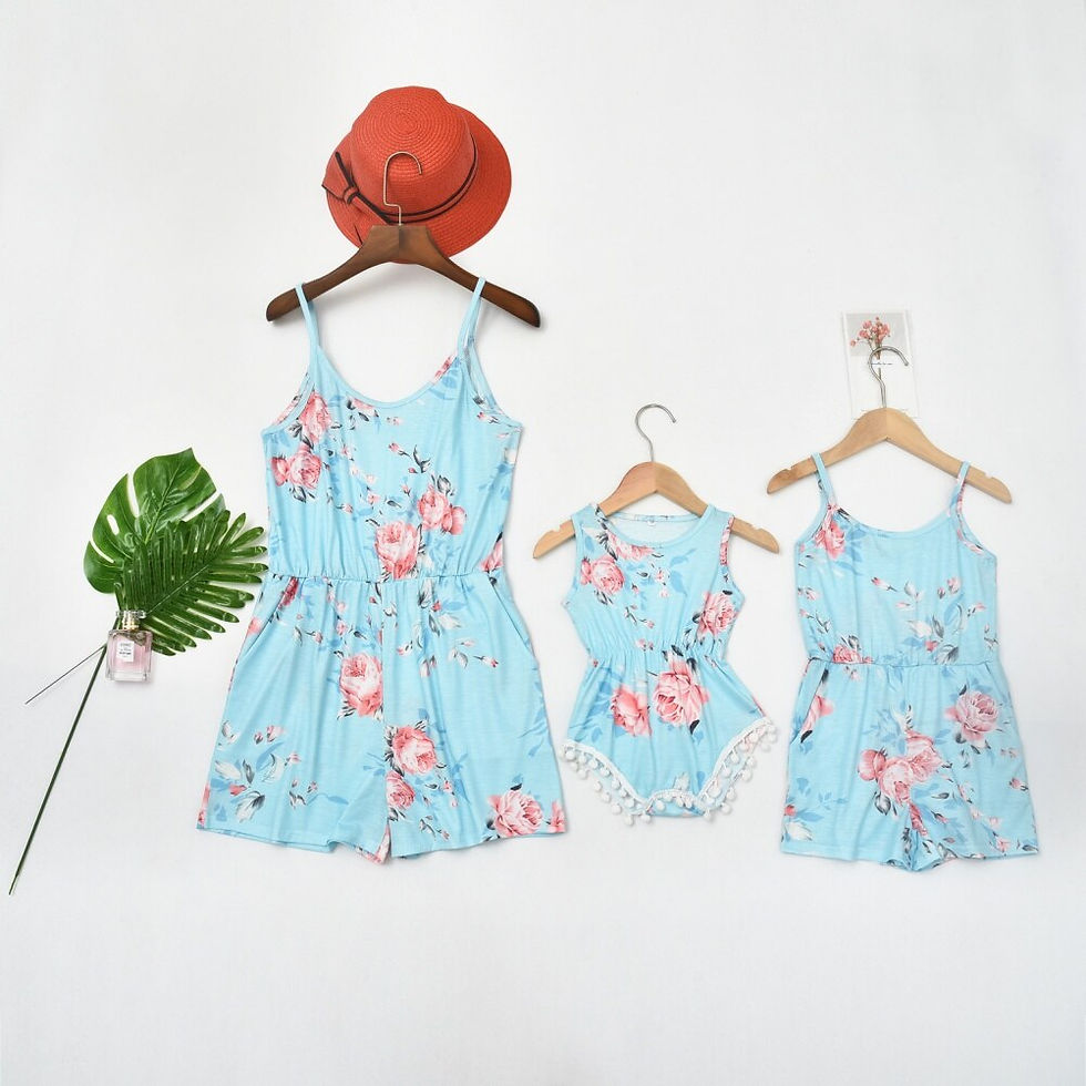 Thumbnail: Baywell Summer Family Matching Outfits Mother-daughter Flower Printed Jumpsuit