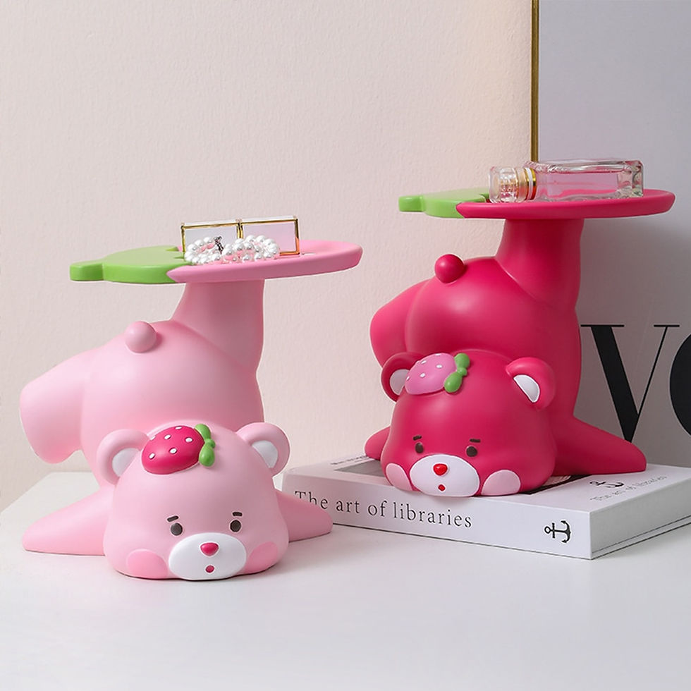 Thumbnail: Resin Cute Bear Serving Tray Statue Key Jewelry Snack Holder Decor Sculpture En