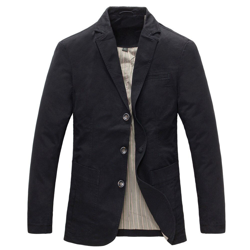 Spring Autumn Businessmen's 100% Pure Cotton Casual Suit Coat Male