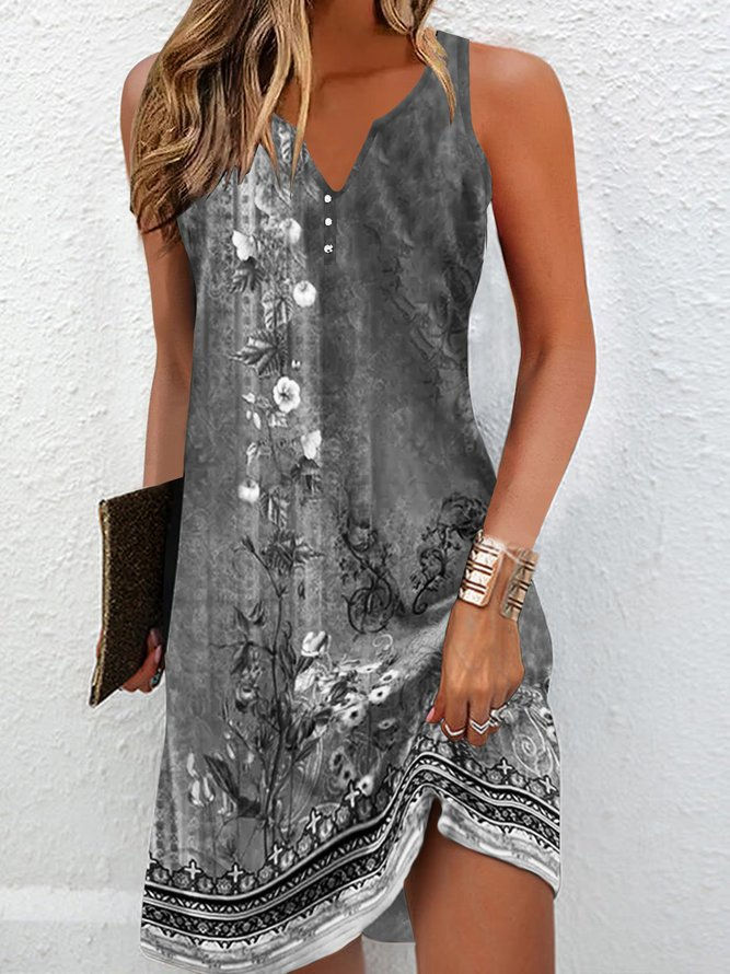 Miniatyrbilde: Women's Dresses Summer Fashion Stitching V Neck Loose  Bohemian Vacation Woman 