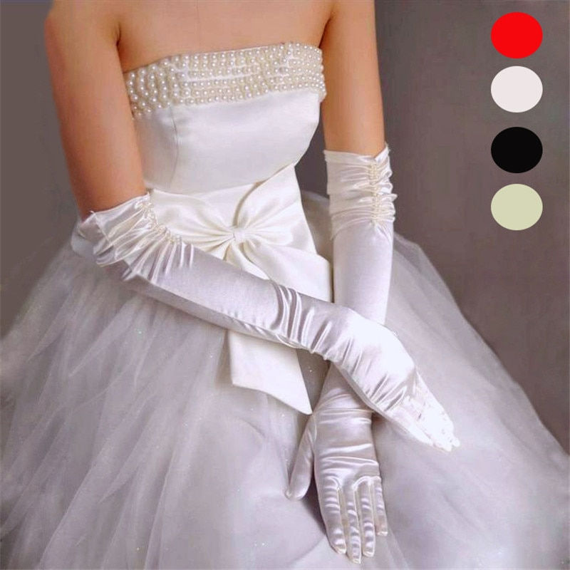Thumbnail: Wedding Dress Luxury Atmosphere Gloves Bride Gloves Long Double Row Gloves Wedd