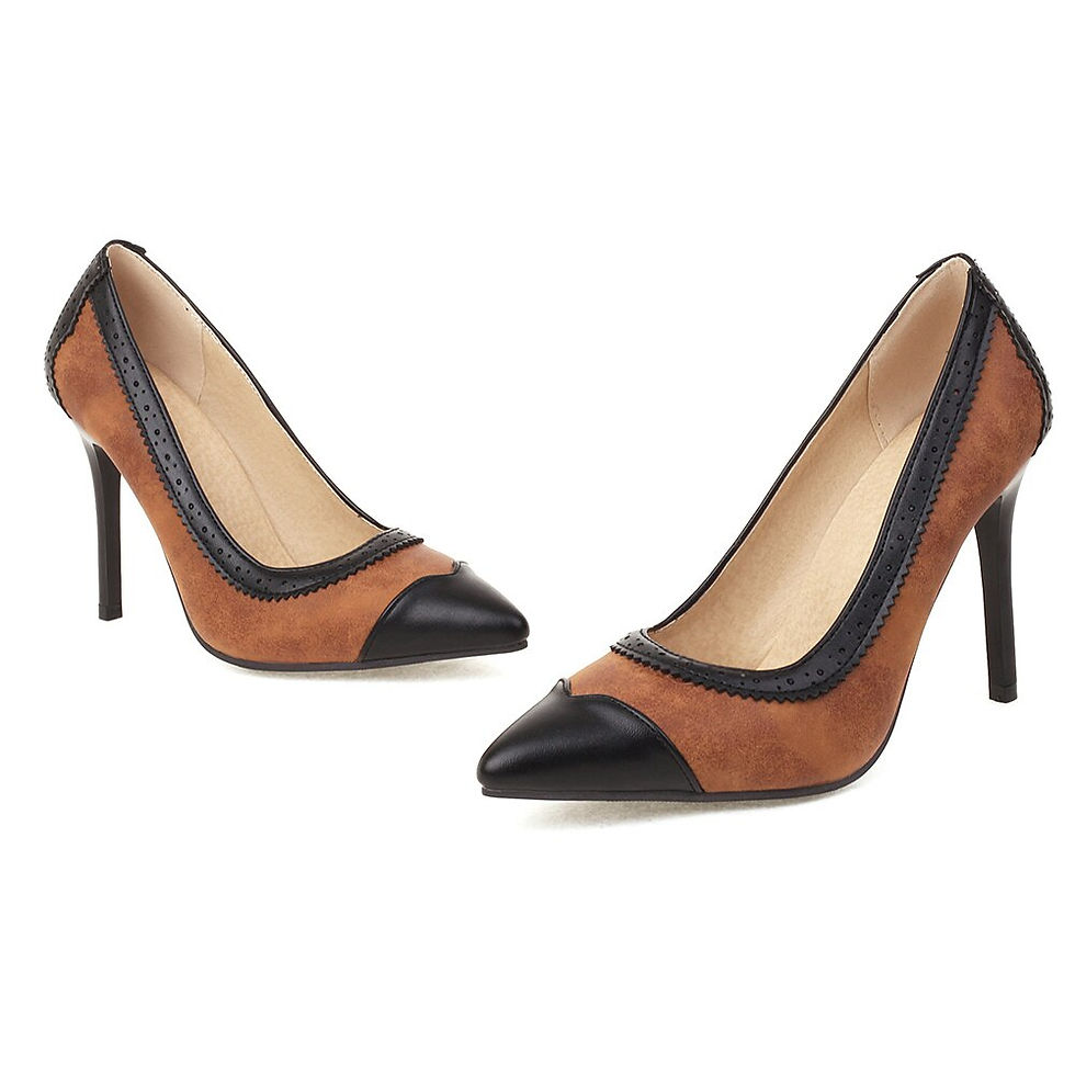 Thumbnail: 2022 Brand New Elegant Brown Black Women Pumps 4 Inch High Thin Heels Lady Dres