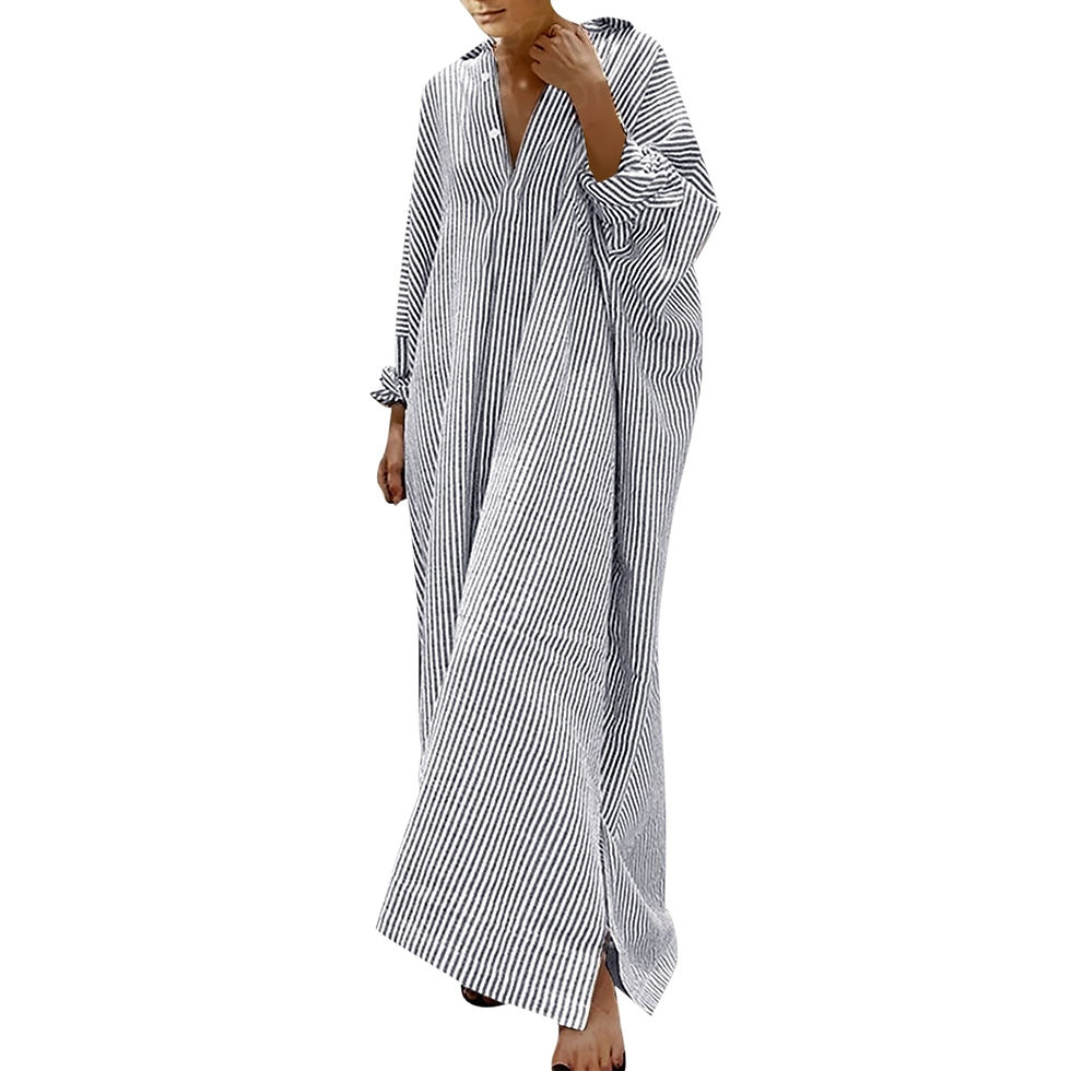 Miniatura: Summer Outfits For Women 2023 Stripe Cotton Linen Shirt Lapel Dress Long Sleeve