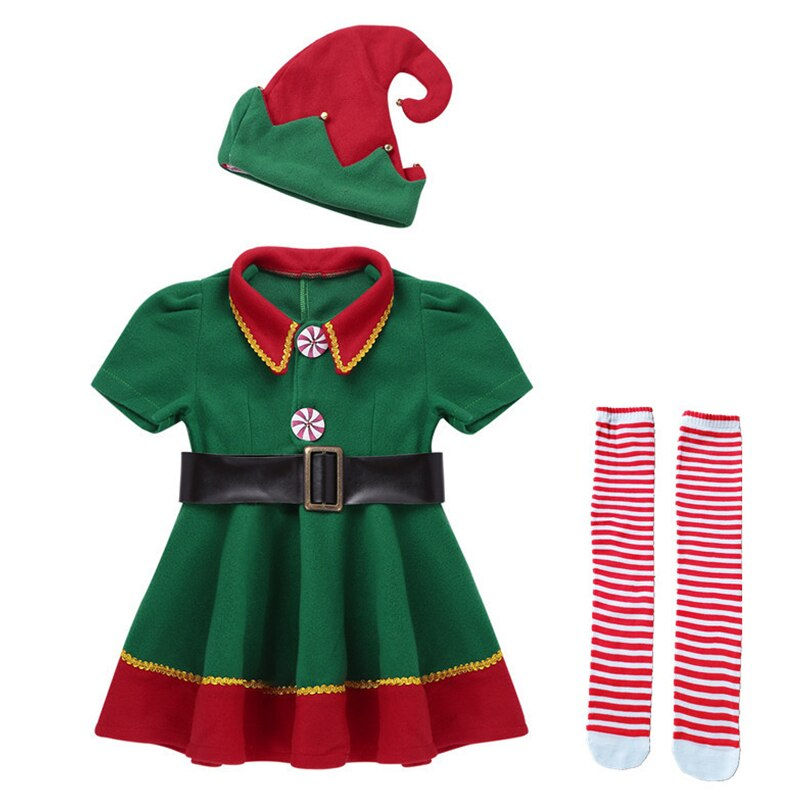 Thumbnail: Green Elf Girls Christmas Children's Parent-child Outfit For Boys New Year