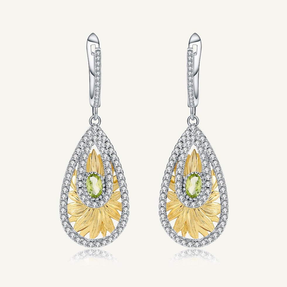 Thumbnail: GEM'S BALLET 1.03Ct Natural Peridot Sunflower Earrings 925 Sterling Silver Orig