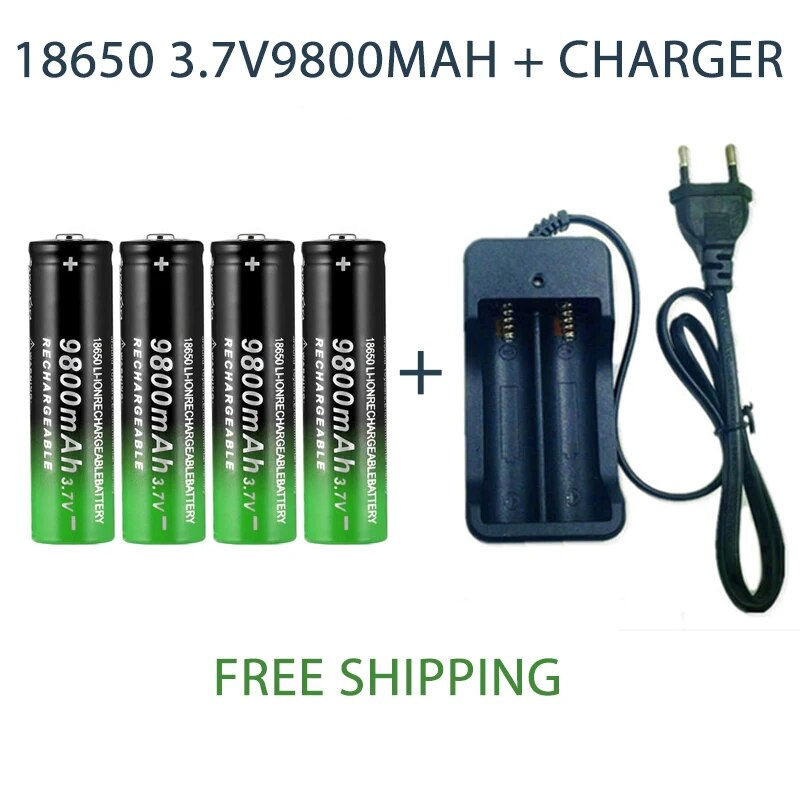 18650 Battery Rechargeable Battery 3.7V 18650 9800mAh Capacity Li-ion Rechargea