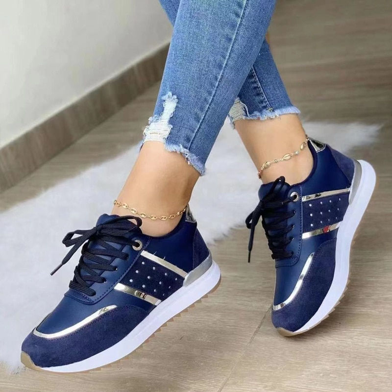 Thumbnail: Women Sneakers Platform Shoes Leather Patchwork Casual Sport Shoes Ladies Outdo