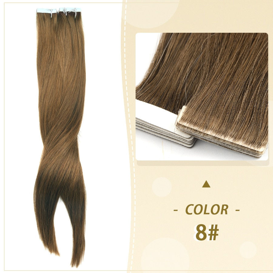 Thumbnail: ZURIA PU Skin Tape In Human Hair Extensions Weft Adhesive Invisible 100% Remy 1