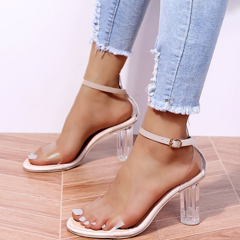 Thumbnail: 2022 Fashion PVC Women Sandals Spring Summer Open Toe High Heels