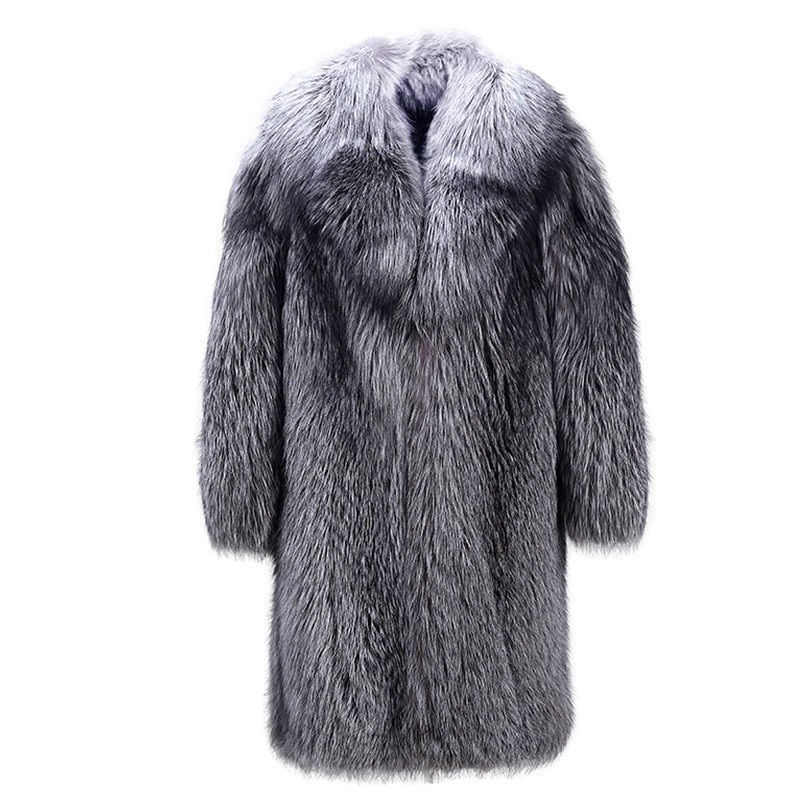 Miniatura: Men's New Fur Coat Imitation Fox Hair Long Coat Fur One Body Coat Slim Fashion