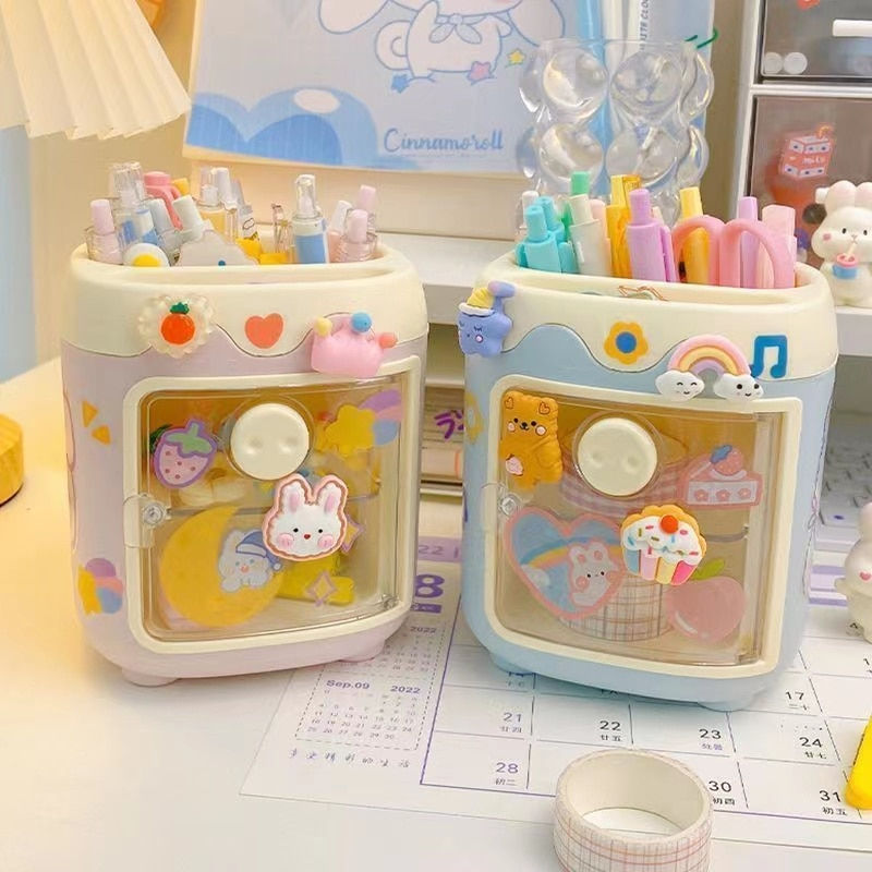 Thumbnail: Cartoon Multi Grid Cute Rreative Piggy Drawer Pen Holder Girl Heart Student Mul