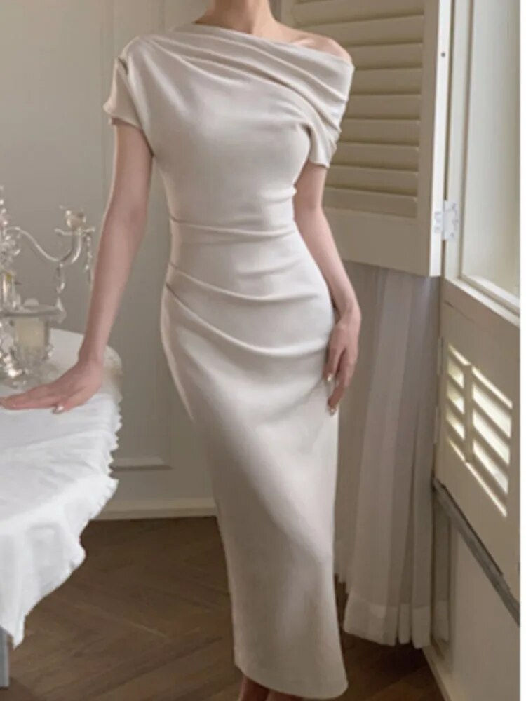 Thumbnail: Women Elegant Long Dress Summer Fashion Off Shoulder Chic Bodycon Evening Party
