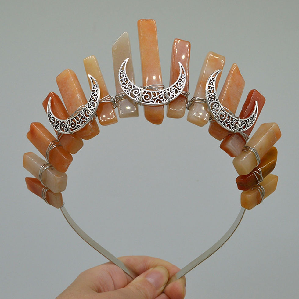 Thumbnail: Raw Crystal Quartz Crown Wedding Witches Headpiece Tiara Natural Stones Bridal