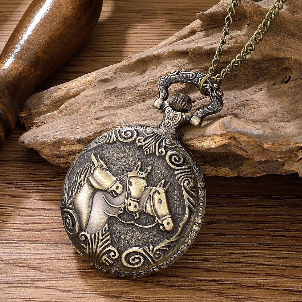 Thumbnail: Pocket Watch Antique Steampunk Vintage Quartz Pocket Watch Rose Gold Case Neckl