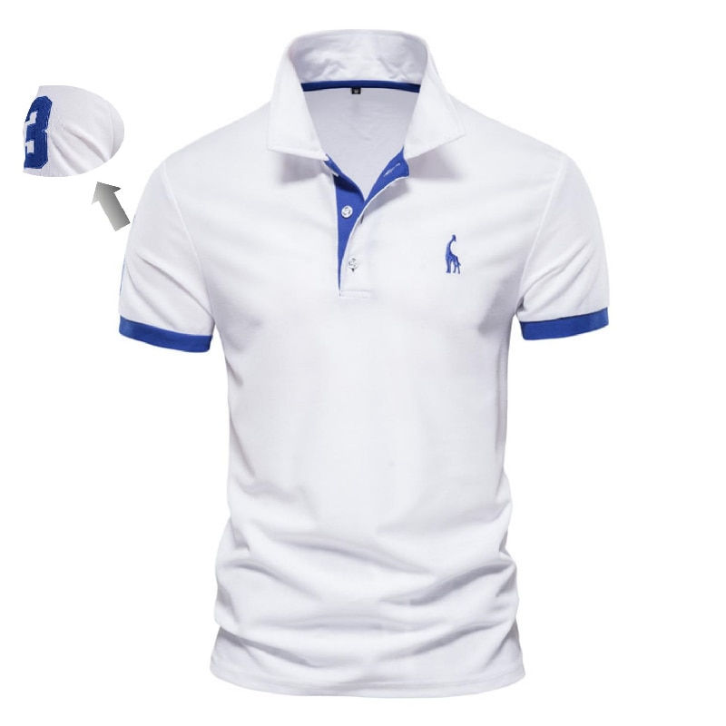 Thumbnail: AIOPESON Embroidery 35% Cotton Polo Shirts for Men Casual Solid Color Slim Fit