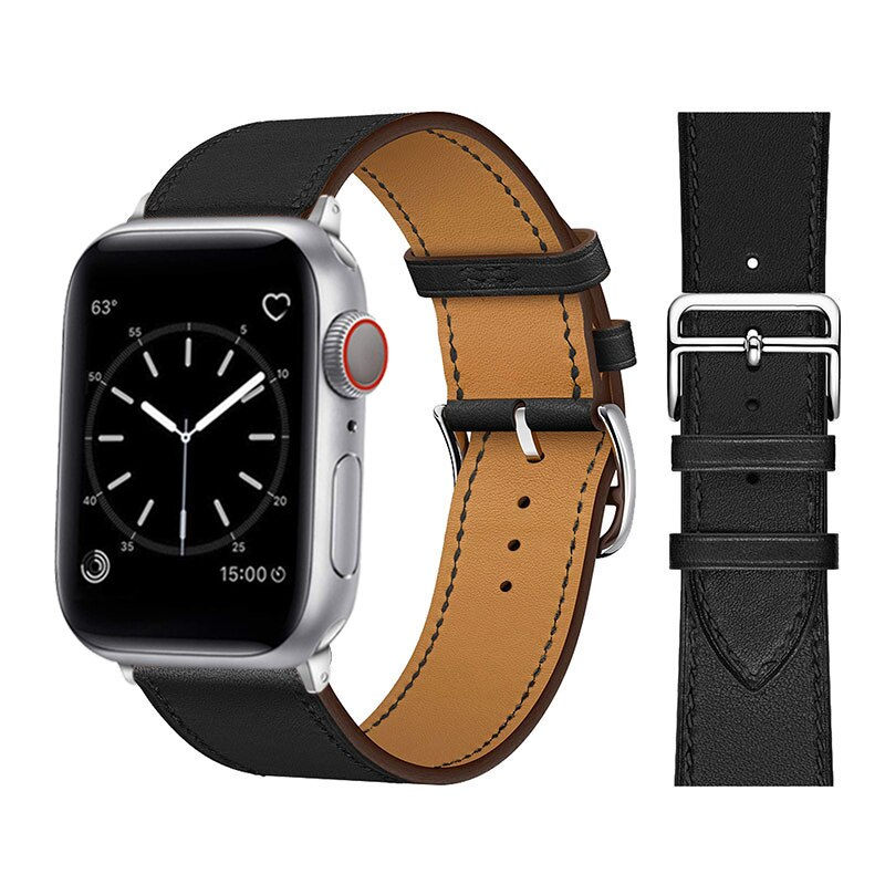 Küçük resim: Leather Strap For Apple Watch Band 49mm 45mm 44mm 42mm 41mm 40mm 38mm Wristband