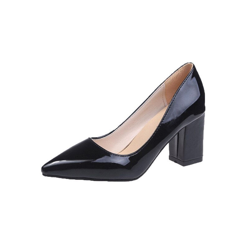 Thumbnail: Plus Size 34-43 Woman Pumps High Heels Boat Shoes Pointed Toe Dress Shoes Squar
