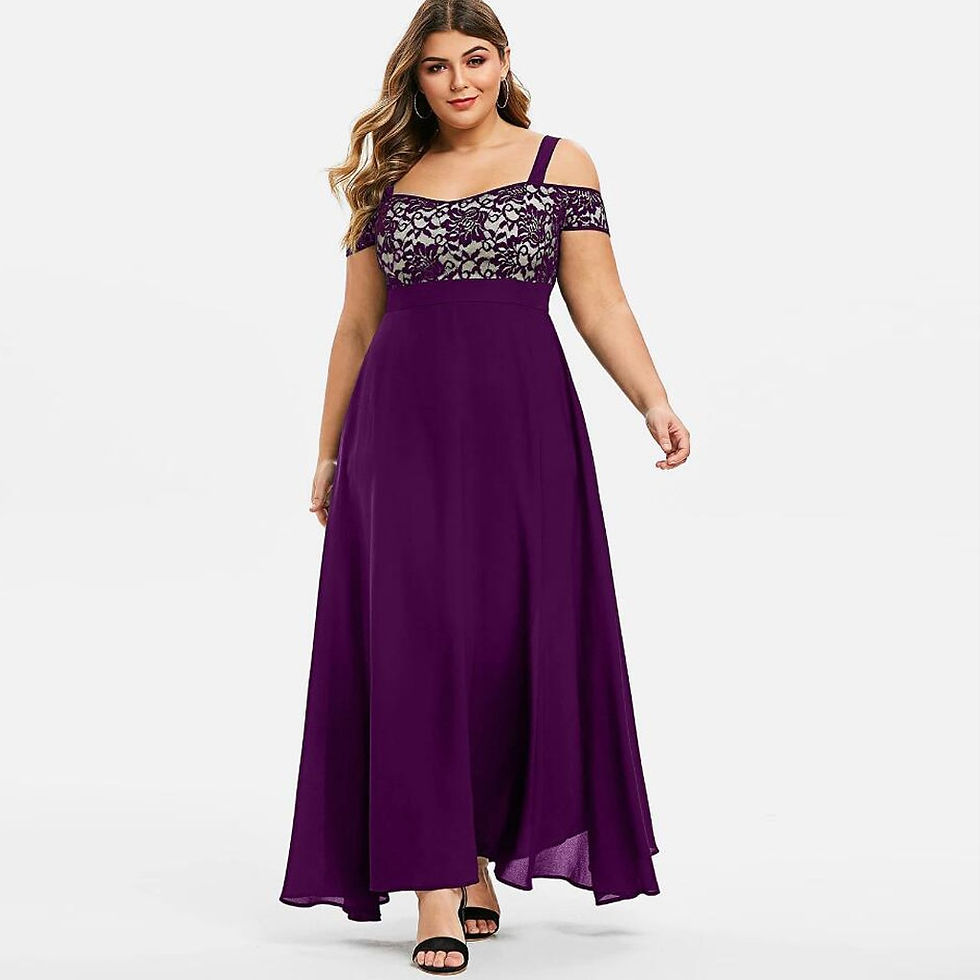 Thumbnail: Women Plus Size Dresses Cold Shoulder Floral Lace Maxi Party Evening Camis Long