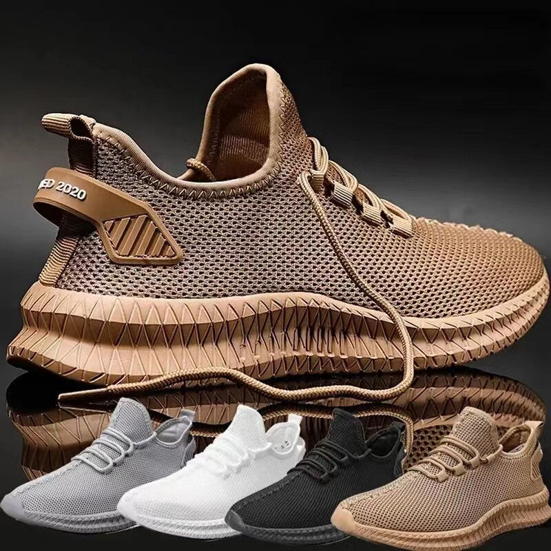 Thumbnail: Breathable Mesh Men Shoes Trendy Lightweight Walking Flats Plus Size Male Tenni