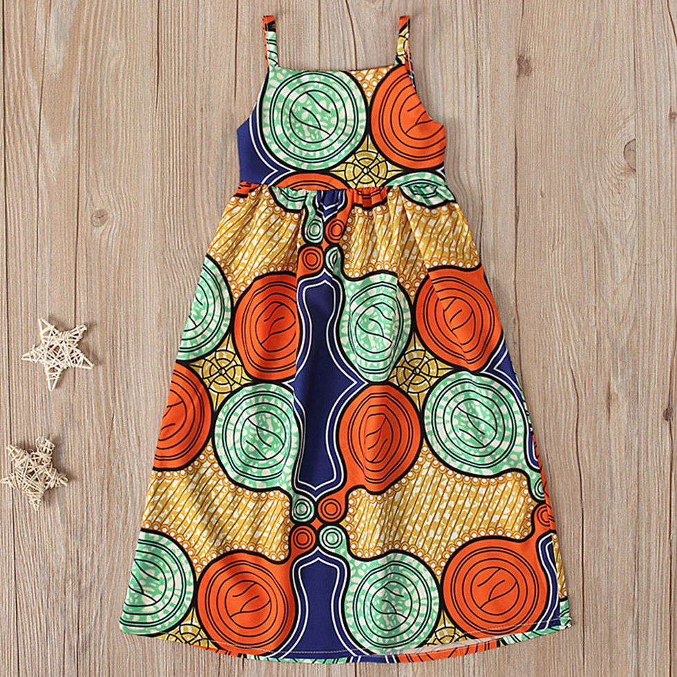 Thumbnail: Summer Toddler Kids Girls Dress African Style 3D Digital Printing Strappy Sleev