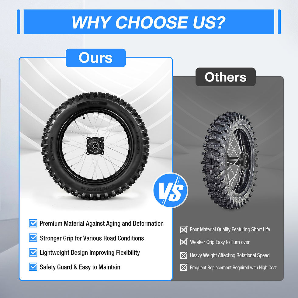 Thumbnail: 90/100-14 Rear Tire Assembly Durable Fits For Dirt Pit Bike SSR 125/140/150/160
