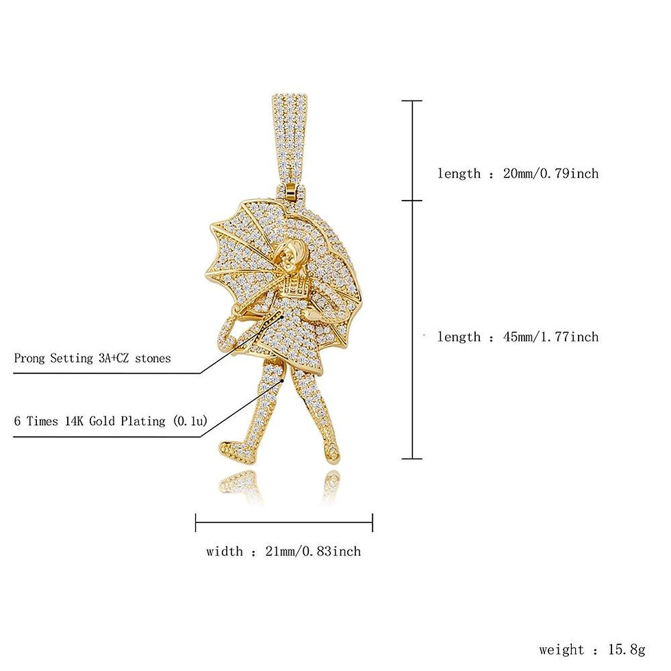 Thumbnail: TOPGRILLZ Iced Umbrella Child Pendant Necklace Iced Cubic Zirconia Pendant