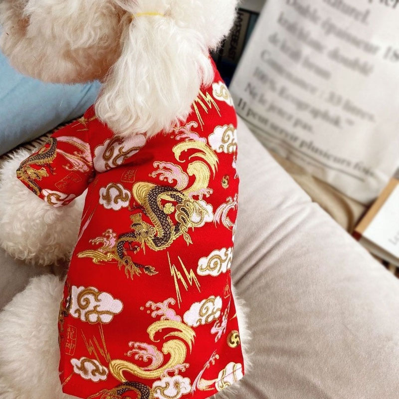 الصورة المصغرة: Pet Dog Clothes Winter Dog Coat Jacket Dog Tang Suit For Chinese New Year