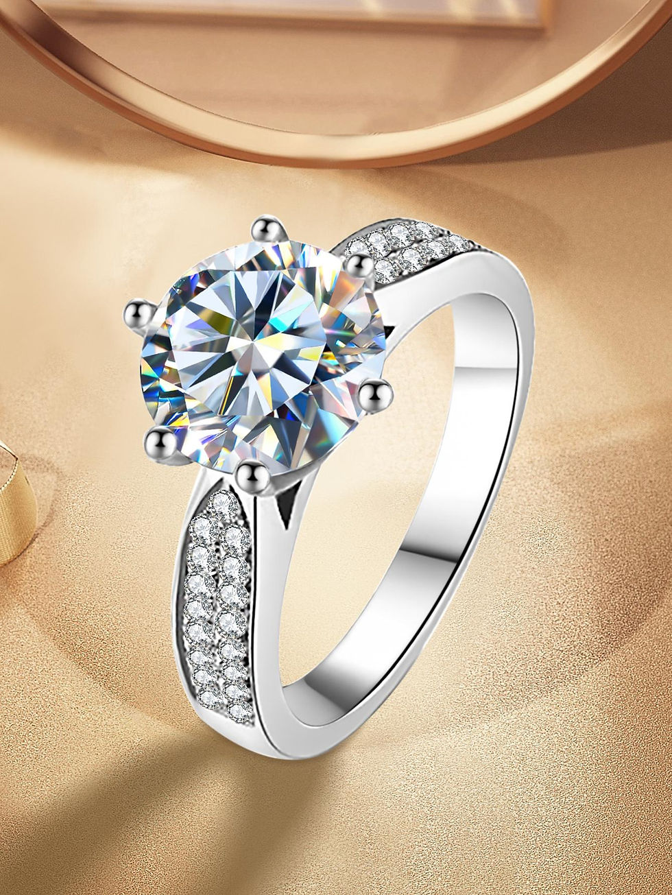 Thumbnail: 1pc Moissanite Engagement Ring Wedding Band For Men Sterling Silver Sparkling P