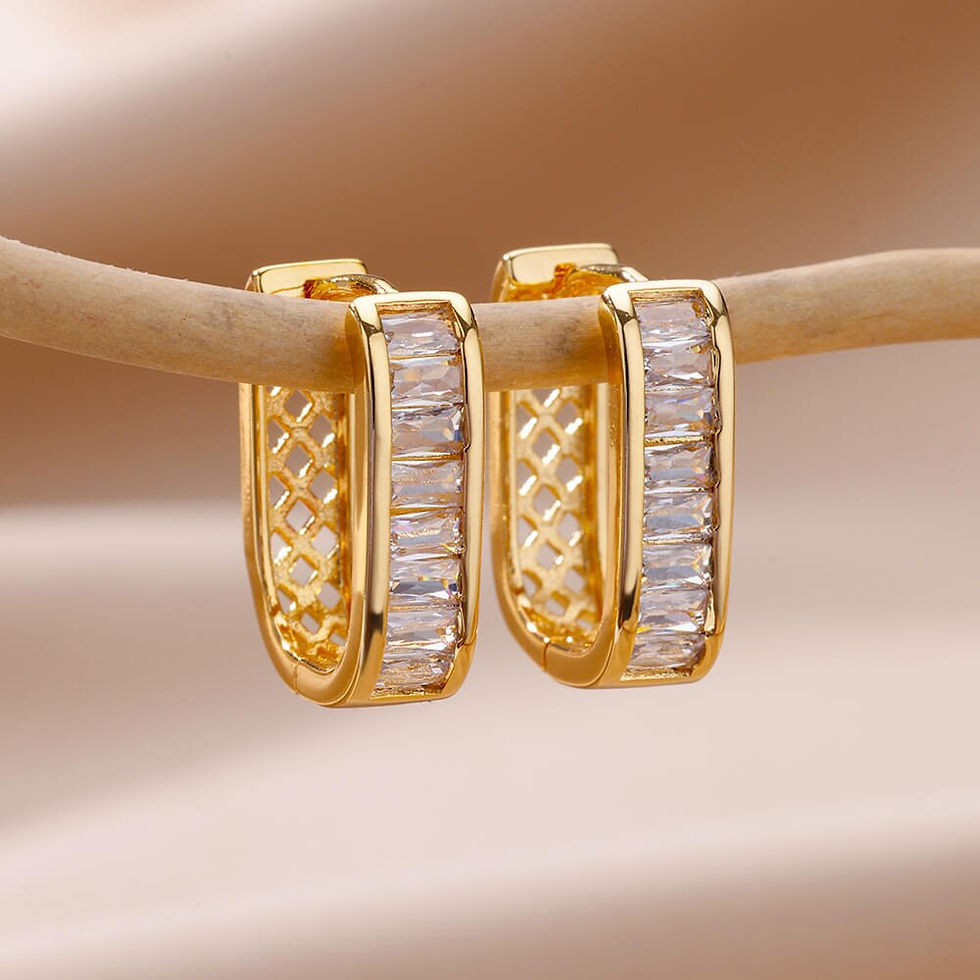 Thumbnail: U-shaped Zircon Earrings for Women Gold Color Stainless Steel Earrings 2023 Tre