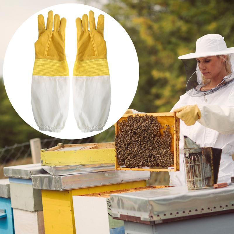 Miniature : 1 Pair Breathable Beekeeping Gloves Leather Beekeeping Gloves Ventilated