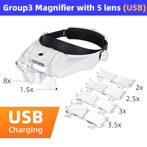 Thumbnail: TUNGFULL Magnifying Glass with Led Lights Illuminated Magnifier Lamp Wearing St