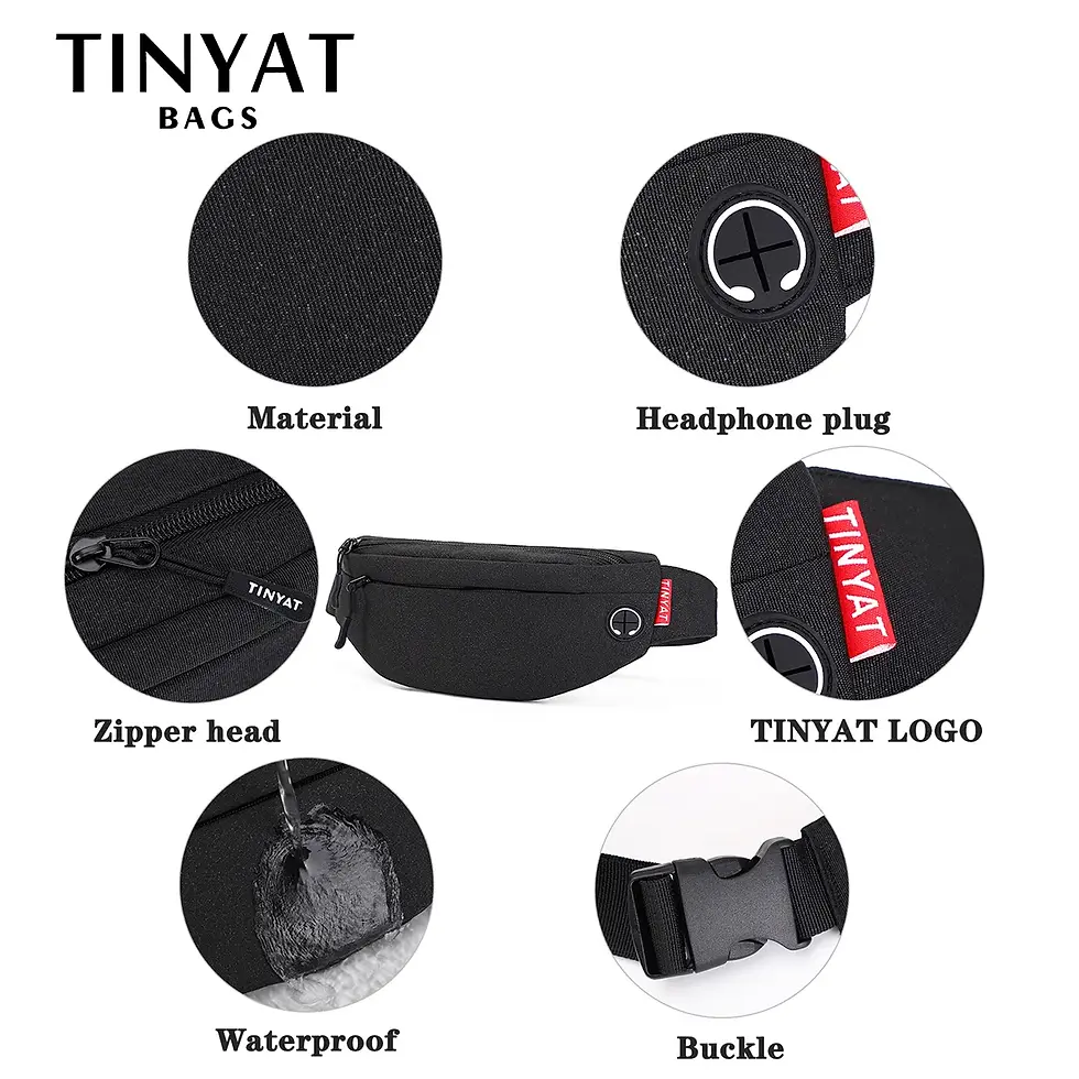 Thumbnail: TINYAT Men Waist Bag Pack Purse Casual Large Phone Belt Bag Pouch Women's Canva