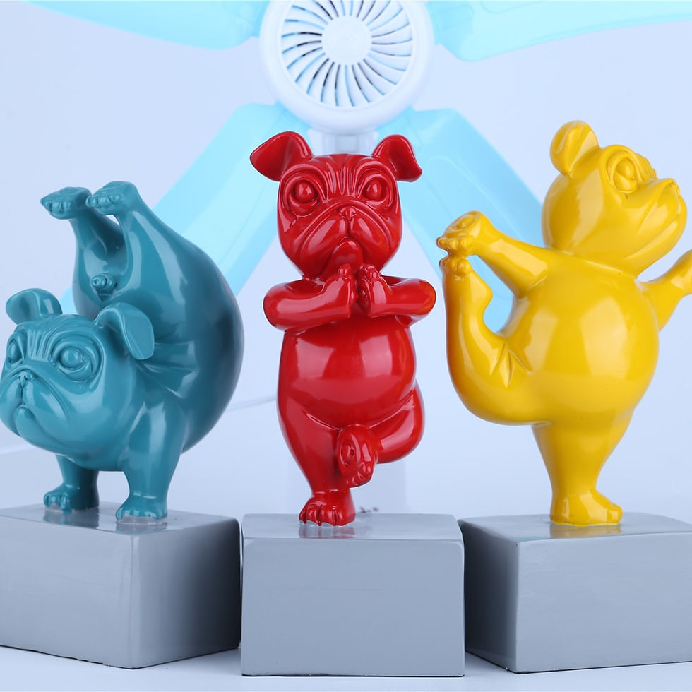 Thumbnail: Lovely Yoga French Bulldog Statue Resin Figurines Nordic Creative Cartoon