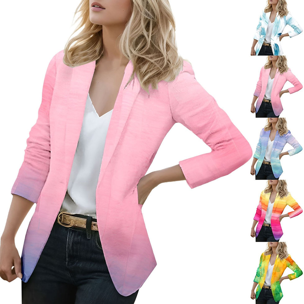 Miniatura: Women Casual Long Sleeve Printed Fitted Pocket Fashion Suit Jacket Fuzzy Sweate