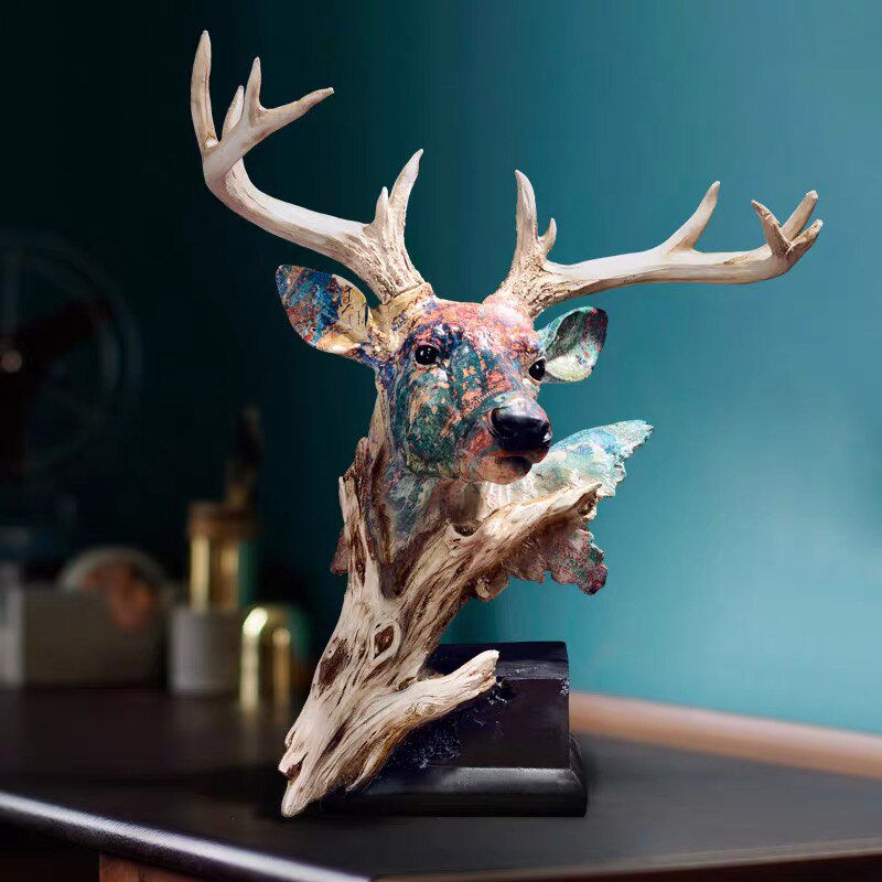 Thumbnail: Nordic ornament decoration resin simulation deer head statue home office