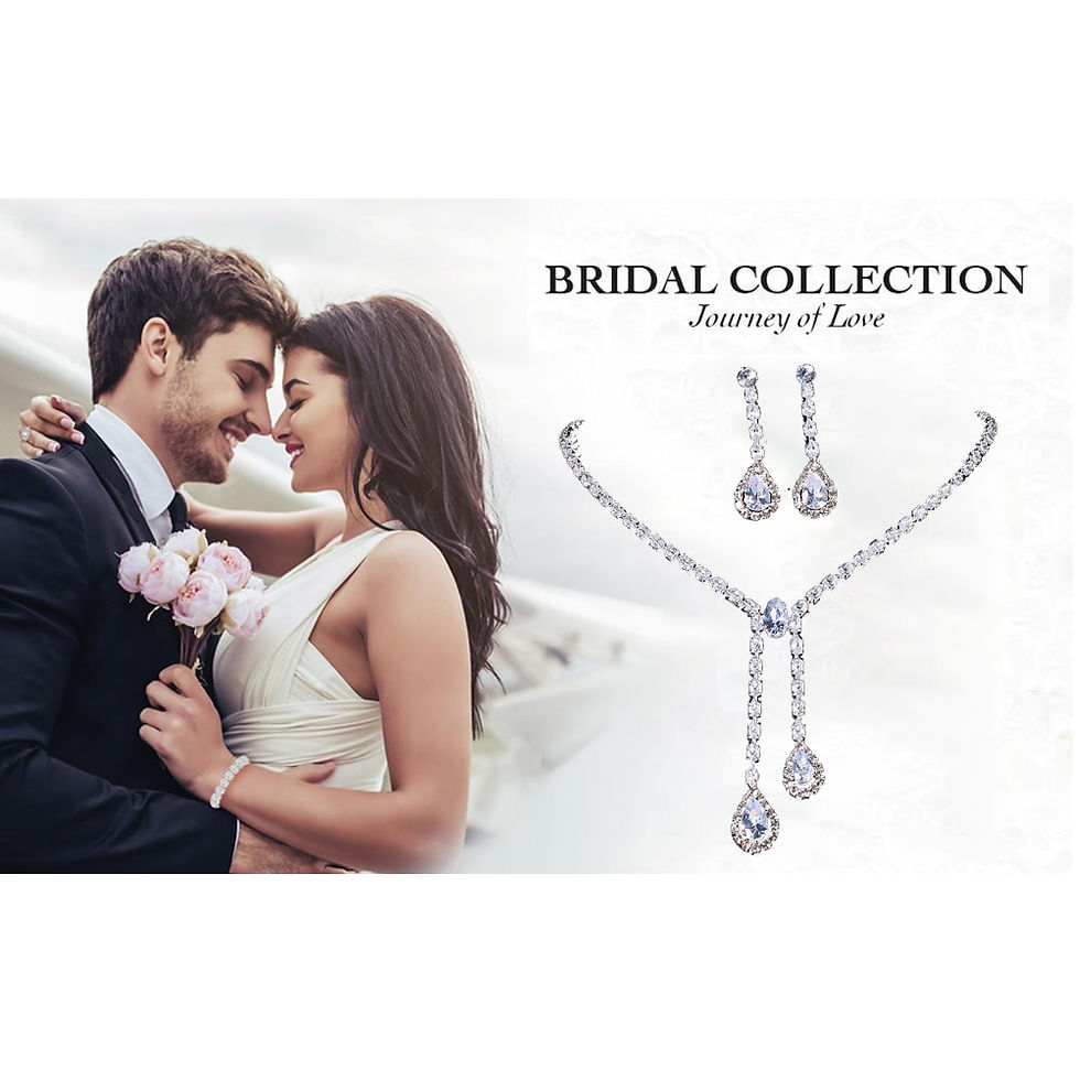 Thumbnail: Charming Long Dangle Earrings Necklace Set Water Drop CZ Jewelry Sets for