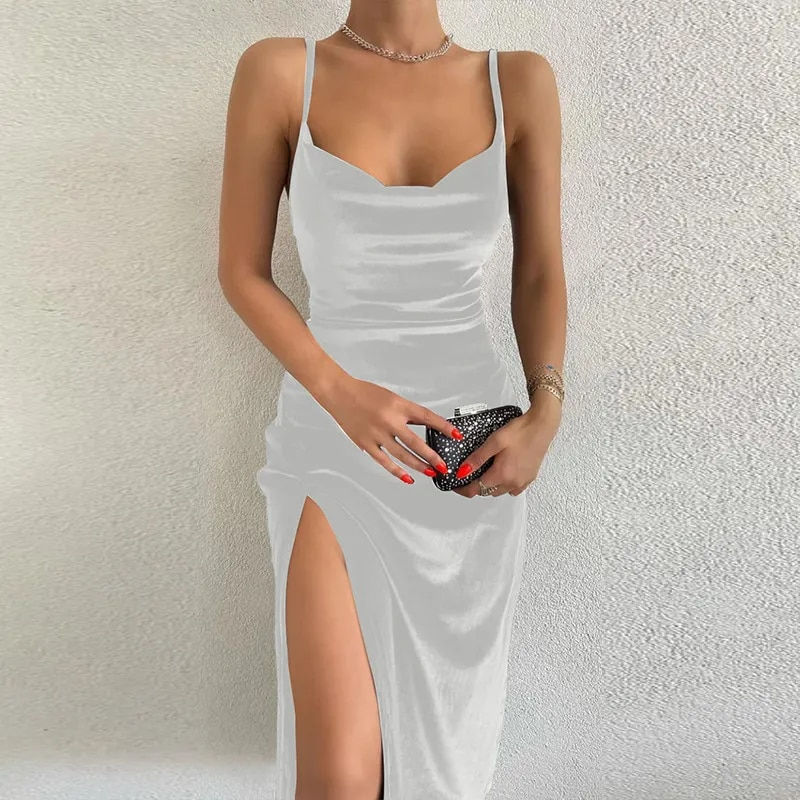 الصورة المصغرة: New Spring/Summer Fashion Gorgeous Slim Fit Split Strap Dress For Women