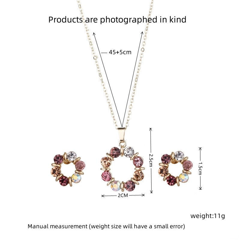 Thumbnail: 3pcs Gold Necklace Earrings Set Ladies Celebrity Simple Fashion Style Exquisite