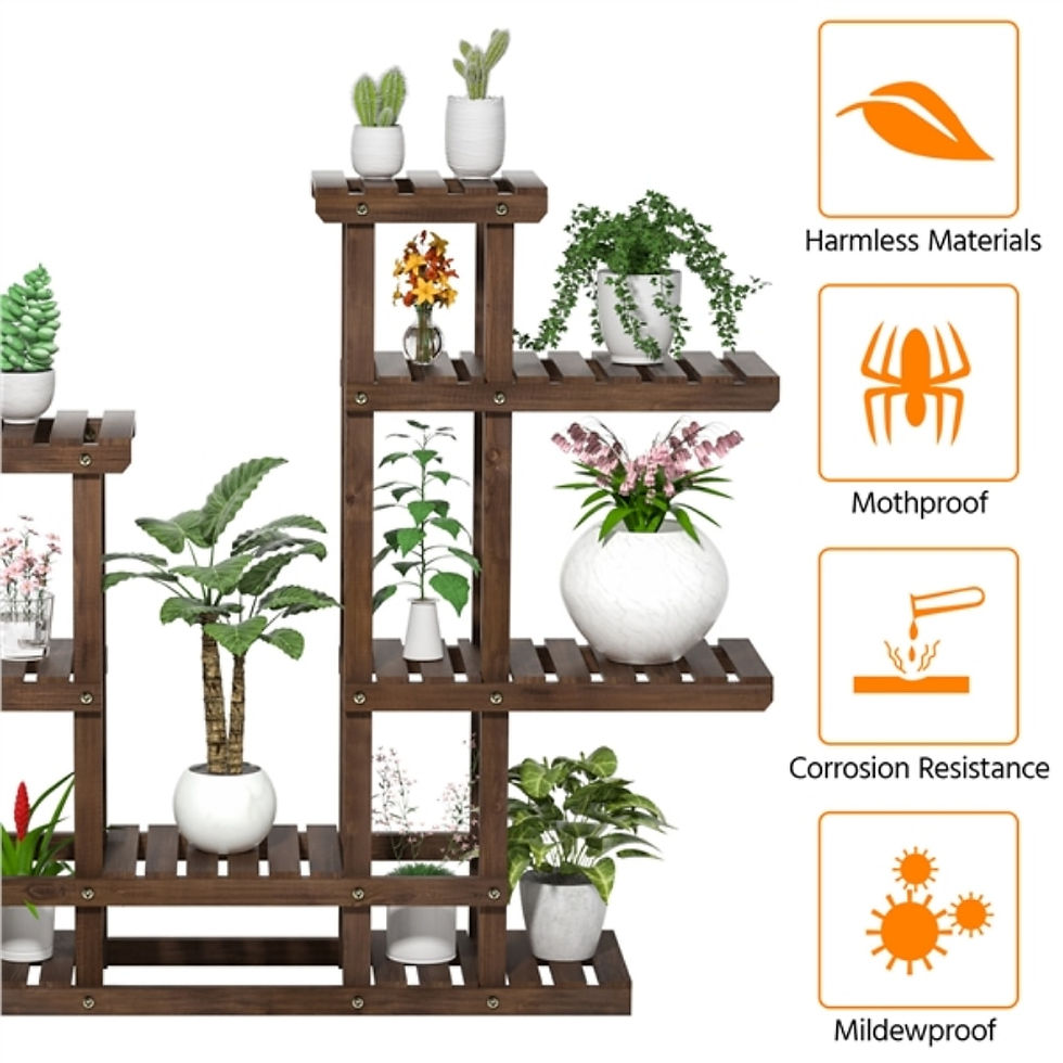 Thumbnail: Multi-tiered Plant Stand 6 Tiers Pine Wood Succulent Pots Planter Display Rack