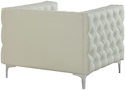 Thumbnail: Vinci Accent Club Chair Velvet Button Tufted with Silver Nail  Trim Silvertone