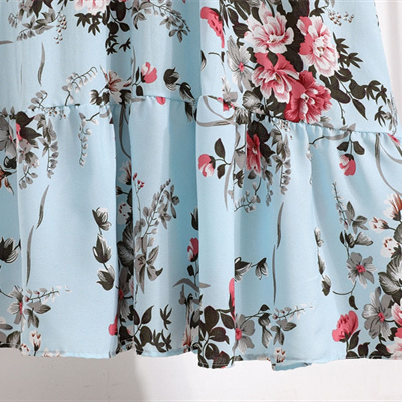 Thumbnail: Elegant Floral Boho Vestido Female High Waist Bohemian Maxi Dresses For Women 2
