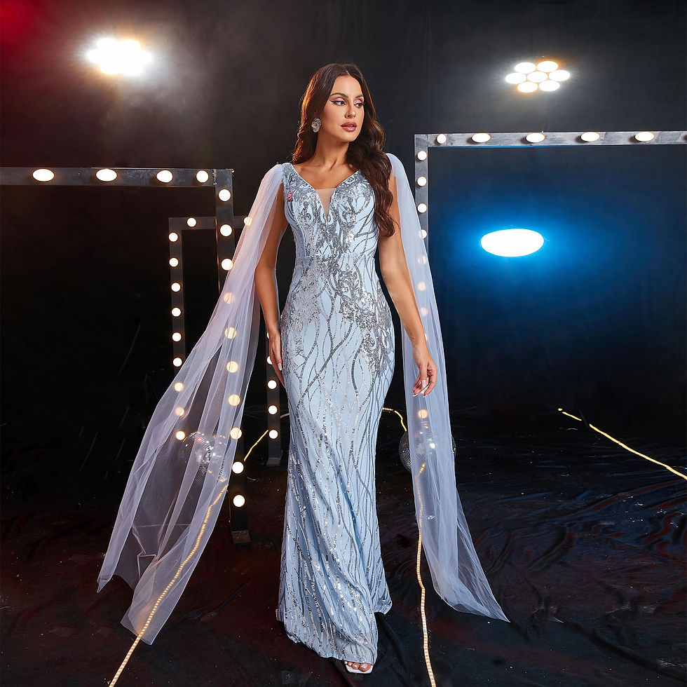 Thumbnail: Sequined V-neck Evening Gown