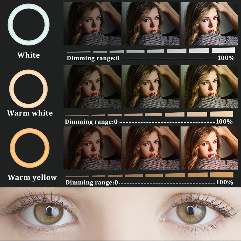 Thumbnail: 22" LED Light Rings 3200-6500K Color Temperature 0-100% Brightness With 2M Powe