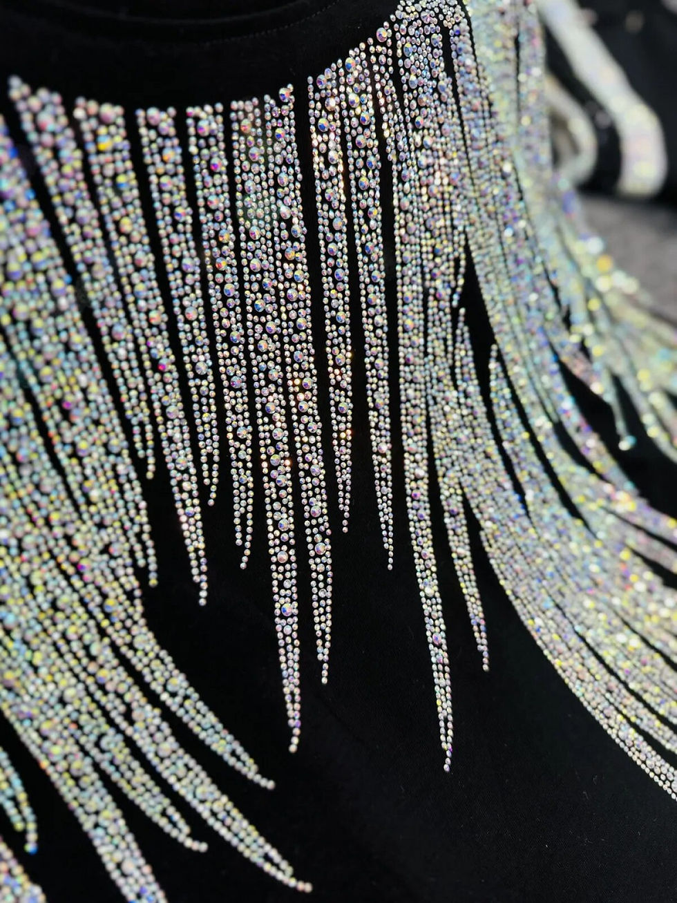 Thumbnail: Rhinestone Brand Luxury Tshirt Dresses for Women New Elegant Evening Party Shor