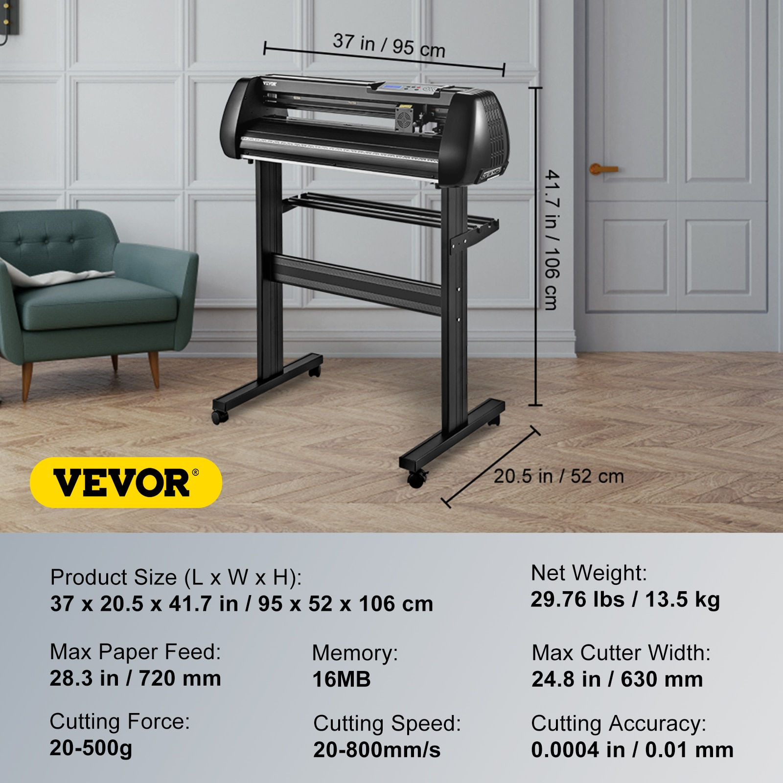 VEVOR 28/34 Inch Vinyl Cutter Plotter Labels Printer Sign Cutting Machine LCD D