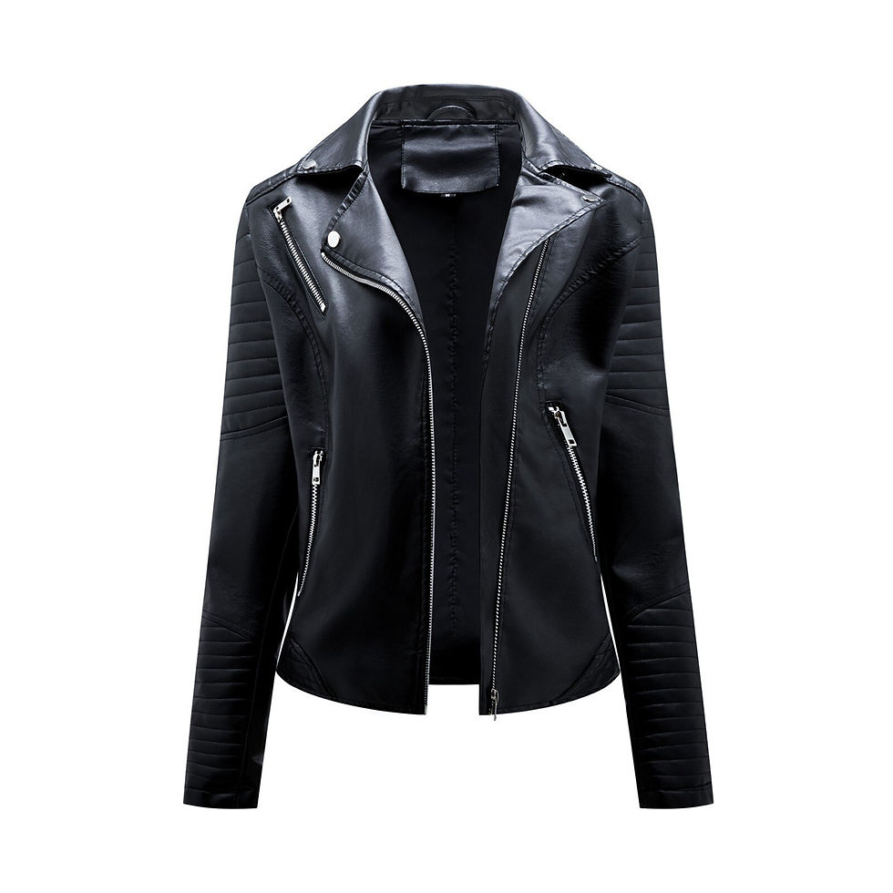 Миниатюра: Women Dress Jackets Women's Casual Jacket Solid Faux Leather Pocket Baseball Mo