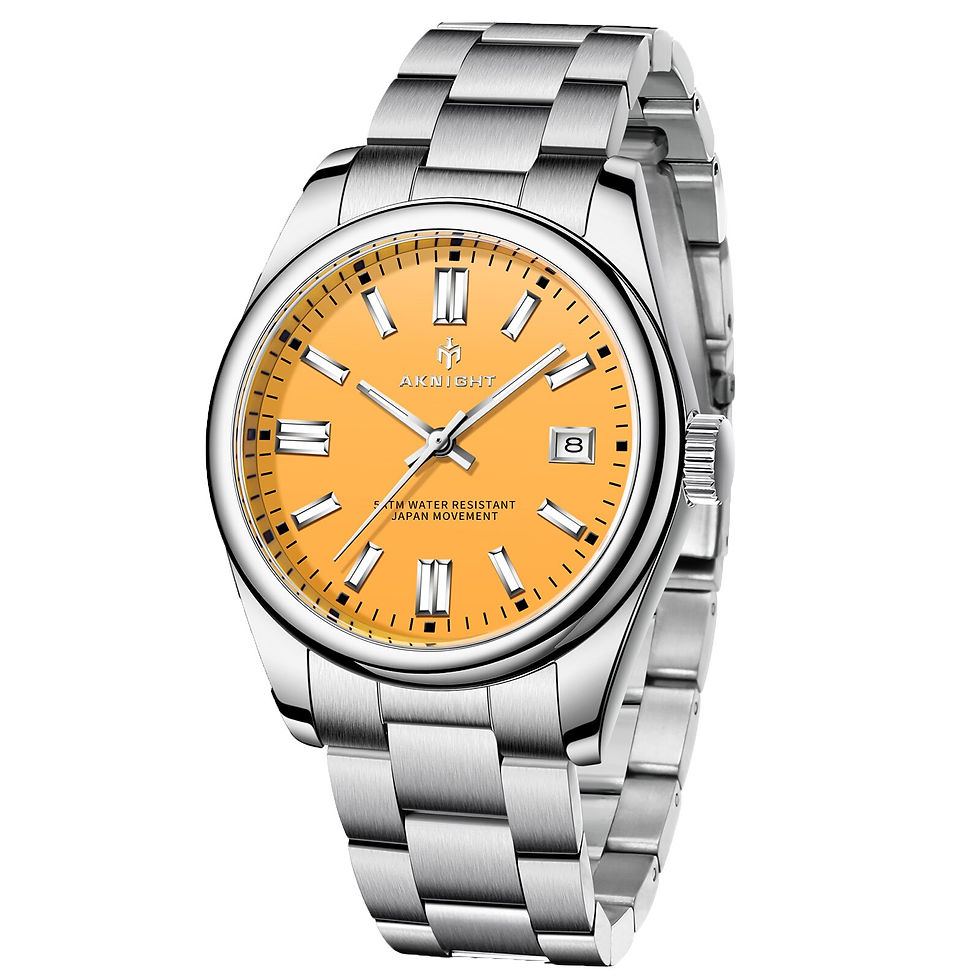 Thumbnail: Watch for Men Orange Watch Dial Analog Quartz Wristwatches AKNIGHT Waterproof C
