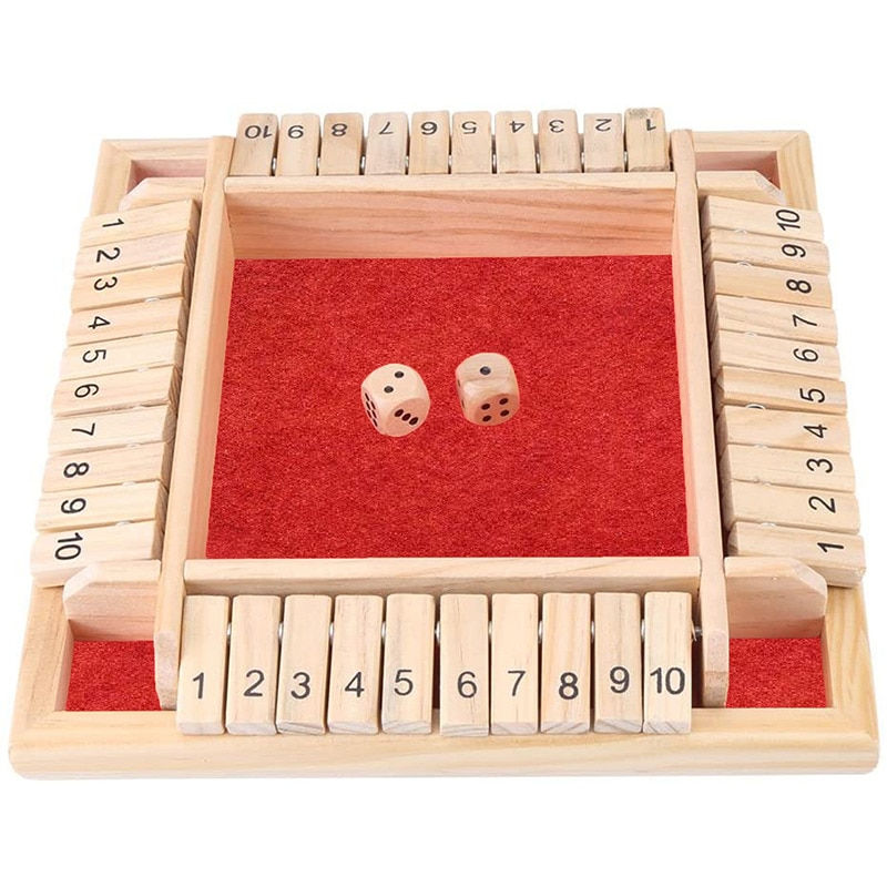 Thumbnail: Deluxe Four Sided 10 Numbers Shut The Box Board Game Set Dice Party Club Drinki